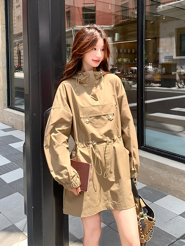 Khaki Hooded Workwear Sweatshirt Dress Women's Spring Autumn New Small Size College Style Waist Cinched Skirt
Khaki Hooded Workwear Sweatshirt Dress Women's Spring Autumn New Small Size College Style Waist Cinched Skirt