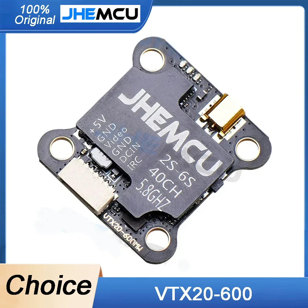 JHEMCU VTX20-600 5.8GHz 40CH FPV Transmitter Adjustable Power 25-600mW with PitMode for RC FPV Racing Drone 7-26V Voltage Range
JHEMCU VTX20-600 5.8GHz 40CH FPV Transmitter Adjustable Power 25-600mW with PitMode for RC FPV Racing Drone 7-26V Voltage Range