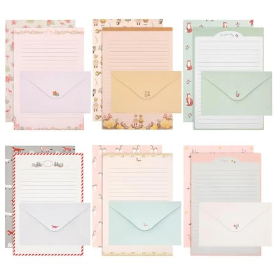 54 PCS Stationery Set with Envelopes, 36 Writing Paper+18 Envelopes, Cute Lined Stationery Paper for Writing Letters Invitation
54 PCS Stationery Set with Envelopes, 36 Writing Paper+18 Envelopes, Cute Lined Stationery Paper for Writing Letters Invitation