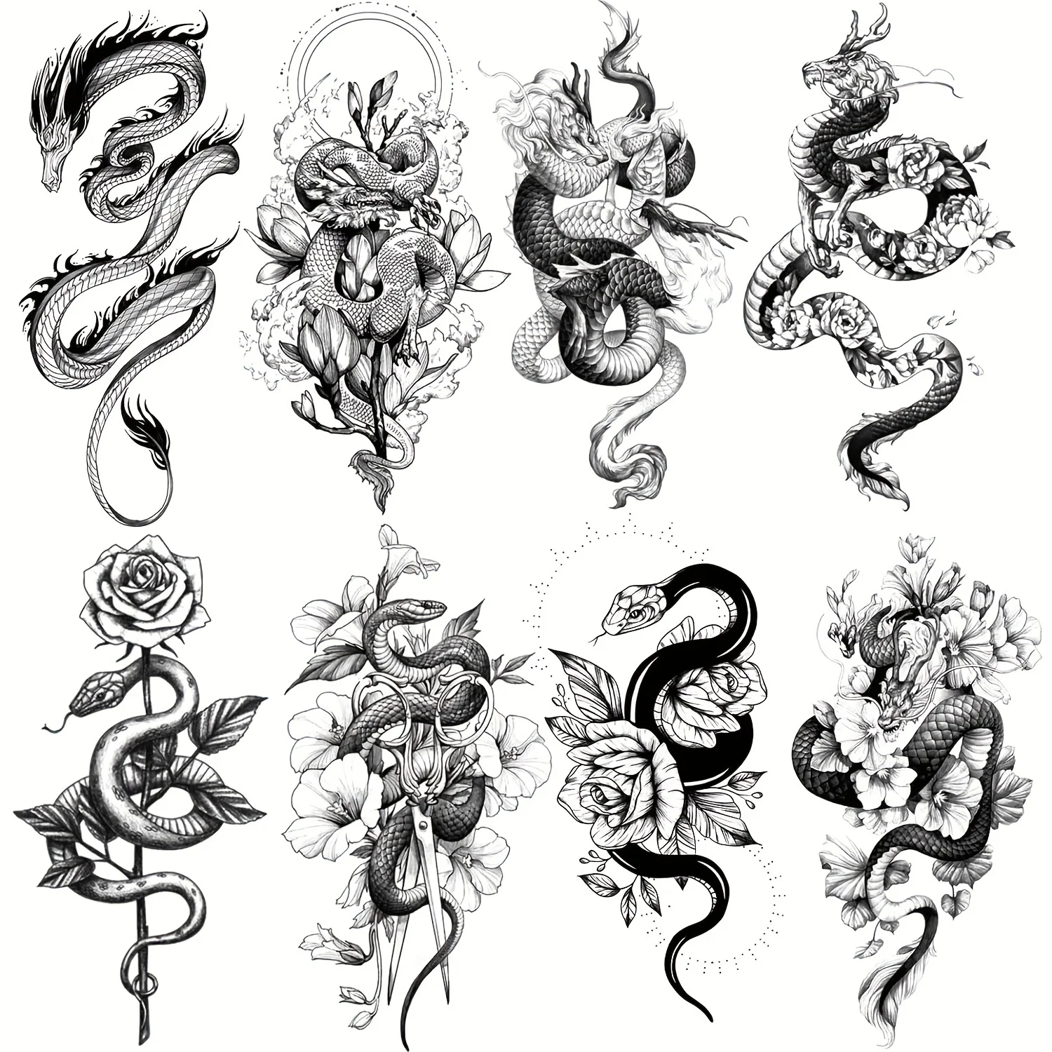 Waterproof Temporary Tattoo Sticker Black Dragon Flash Tattoos For Women Men Snake Rose Body Art Fake Tatoo Flower Arms Tattoo
Waterproof Temporary Tattoo Sticker Black Dragon Flash Tattoos For Women Men Snake Rose Body Art Fake Tatoo Flower Arms Tattoo