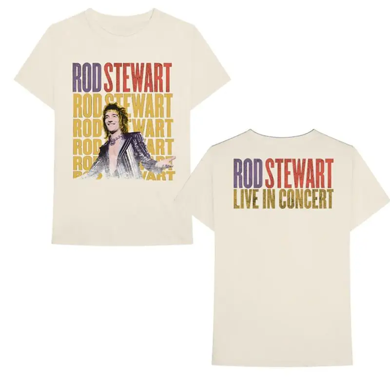 Футболка с повторным логотипом Rod Stewart Live In Concert 2025 года Glastonbury 
Футболка с повторным логотипом Rod Stewart Live In Concert 2025 года Glastonbury