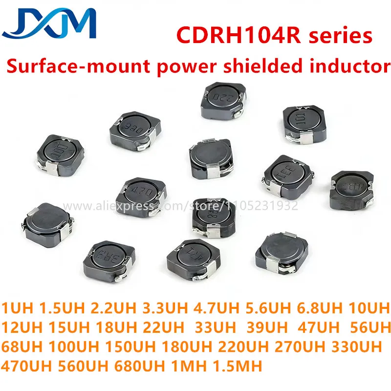 10pcs/lot CDRH104R SMD Power shielded inductor CD104R 10*10*4MM 2.2UH3.3UH4.7UH6.8UH10UH22UH33UH47UH68UH100UH150UH220UH 330UH
10pcs/lot CDRH104R SMD Power shielded inductor CD104R 10*10*4MM 2.2UH3.3UH4.7UH6.8UH10UH22UH33UH47UH68UH100UH150UH220UH 330UH