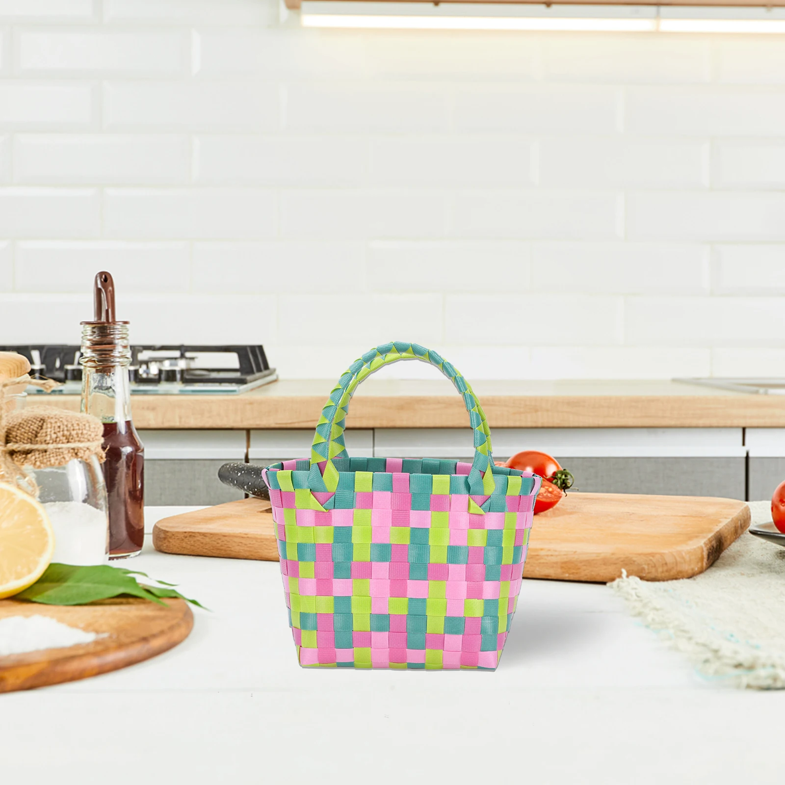 1pc Colorful Plastic Basket Small Storage Beach Tote Bag Green Square Women Handbag Premium Retro Creative Household
1pc Colorful Plastic Basket Small Storage Beach Tote Bag Green Square Women Handbag Premium Retro Creative Household