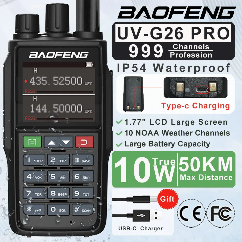 Baofeng UV-G26 Pro Walkie Talkie Портативная дальняя копия частоты соответствия FM Четырехдиапазонная уличная радиостанция 2-стороннее радио
Baofeng UV-G26 Pro Walkie Talkie Портативная дальняя копия частоты соответствия FM Четырехдиапазонная уличная радиостанция 2-стороннее радио