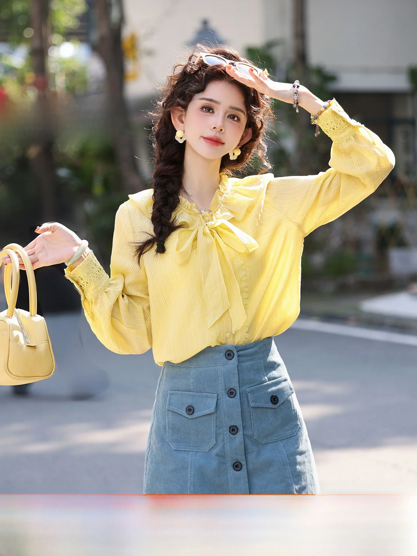 Chen Jiajie New Willow Goose Yellow Long Sleeve Shirt Women's Loose Beautiful Early Spring Top Vintage Style Knot
Chen Jiajie New Willow Goose Yellow Long Sleeve Shirt Women's Loose Beautiful Early Spring Top Vintage Style Knot