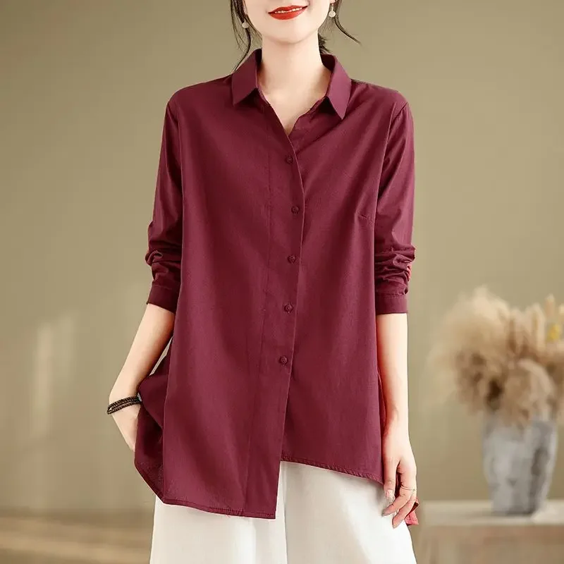 Irregular Artistic Cotton Linen Casual Solid Color Age Reducing Shirt for Women in Autumn Versatile Commuting Slimming Top XQ517
Irregular Artistic Cotton Linen Casual Solid Color Age Reducing Shirt for Women in Autumn Versatile Commuting Slimming Top XQ517