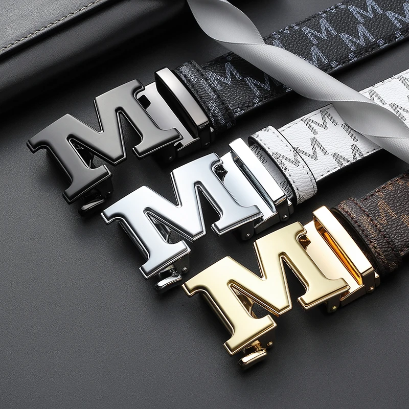 Fashion Men M Logo Print PU Leather Belt Luxury Automatic Buckle Waist Strap Business Casual Dress Belt For Men
Fashion Men M Logo Print PU Leather Belt Luxury Automatic Buckle Waist Strap Business Casual Dress Belt For Men