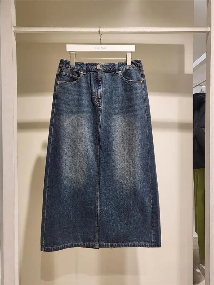 High Waist Midi A-Line Denim Skirt for Women with Slit Half Body Skirts Female Fashion High Waist Midi Denim Skirt
High Waist Midi A-Line Denim Skirt for Women with Slit Half Body Skirts Female Fashion High Waist Midi Denim Skirt