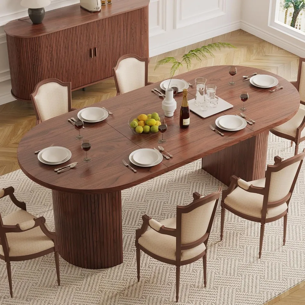 70.8 Inch Oval Dining Table for 4-6, Mid-Century Modern Style, Walnut Finish
70.8 Inch Oval Dining Table for 4-6, Mid-Century Modern Style, Walnut Finish