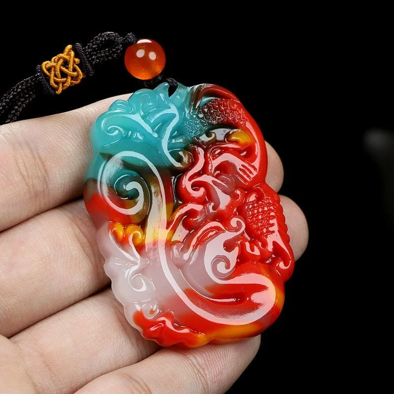 Подвеска в виде дракона и феникса из натурального яркого нефрита, модная подвеска на цепочке для свитера для мужчин и женщин, ювелирное изделие 
Подвеска в виде дракона и феникса из натурального яркого нефрита, модная подвеска на цепочке для свитера для мужчин и женщин, ювелирное изделие