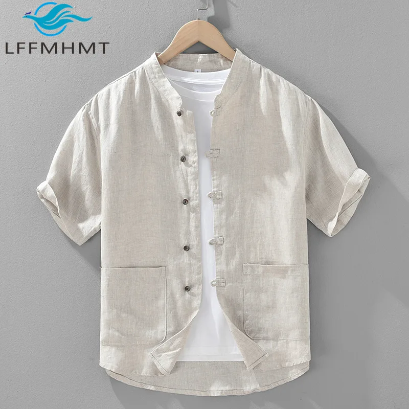 1507 Japan Style Good Quality Pure Linen Shirt for Summer Men's Stand Collar Solid Color Short Sleeve Daily Blouse Tops Male
1507 Japan Style Good Quality Pure Linen Shirt for Summer Men's Stand Collar Solid Color Short Sleeve Daily Blouse Tops Male