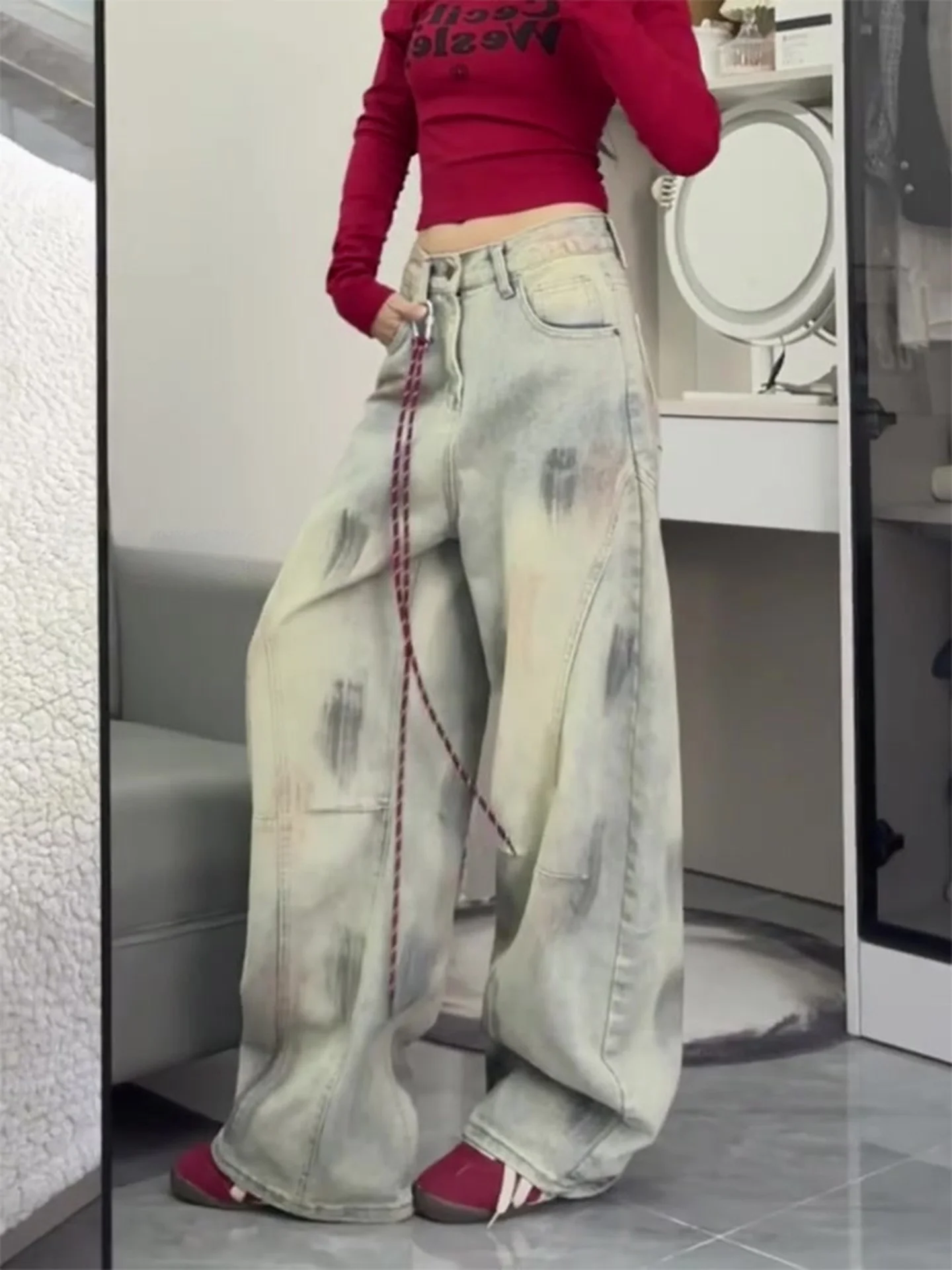 Retro American Small Size Dyeing Thin Denim Jeans High Waist Wide Leg Pants Women's Summer New Style Warm Straight Cut Jeans
Retro American Small Size Dyeing Thin Denim Jeans High Waist Wide Leg Pants Women's Summer New Style Warm Straight Cut Jeans