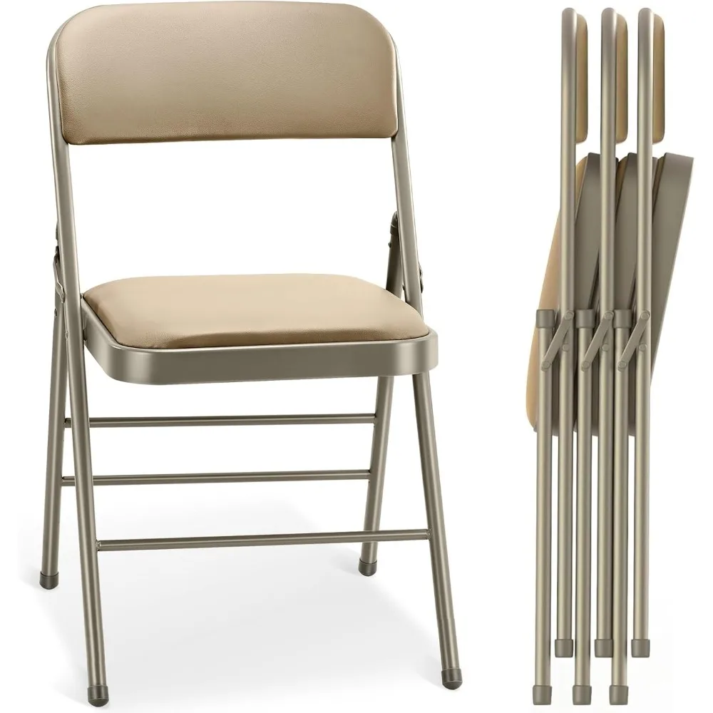 4 Pack Folding Chairs with PU Padded Cushion and Back, Commercial Grade Metal Chairs with Comfortable PU Leather Cushion for Ho
4 Pack Folding Chairs with PU Padded Cushion and Back, Commercial Grade Metal Chairs with Comfortable PU Leather Cushion for Ho