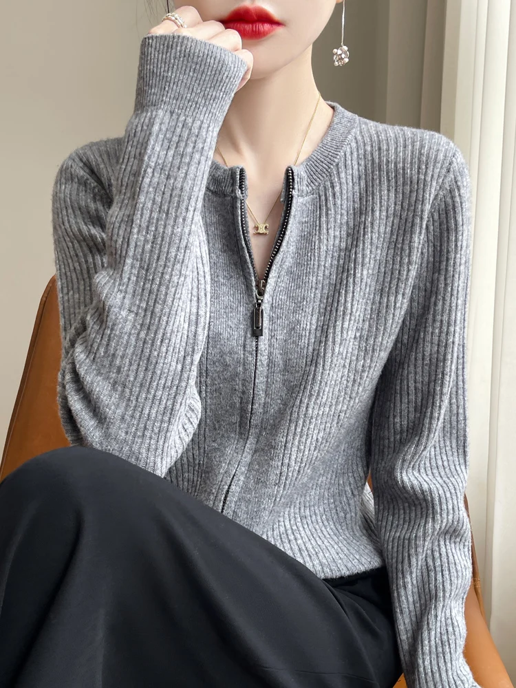 Simple Women Cashmere Zipper Cardigan Spring Autumn 100% Merino Wool Sweater Korean Popular Knitwear Long Sleeve Fashion Tops
Simple Women Cashmere Zipper Cardigan Spring Autumn 100% Merino Wool Sweater Korean Popular Knitwear Long Sleeve Fashion Tops