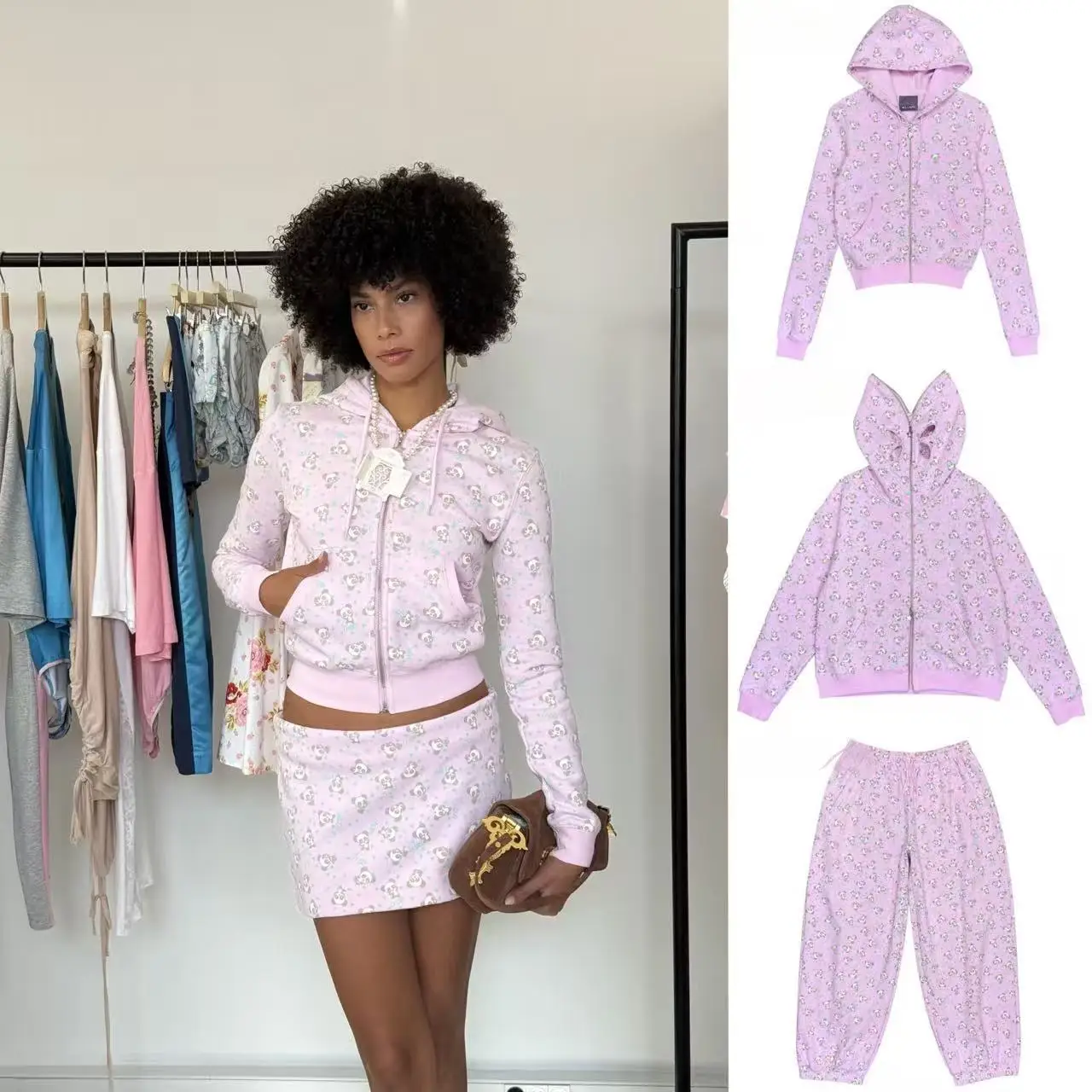 Ashley 26SS New Pink Panda Mask Hoodie Sweatshirt and Shorts Set
Ashley 26SS New Pink Panda Mask Hoodie Sweatshirt and Shorts Set
