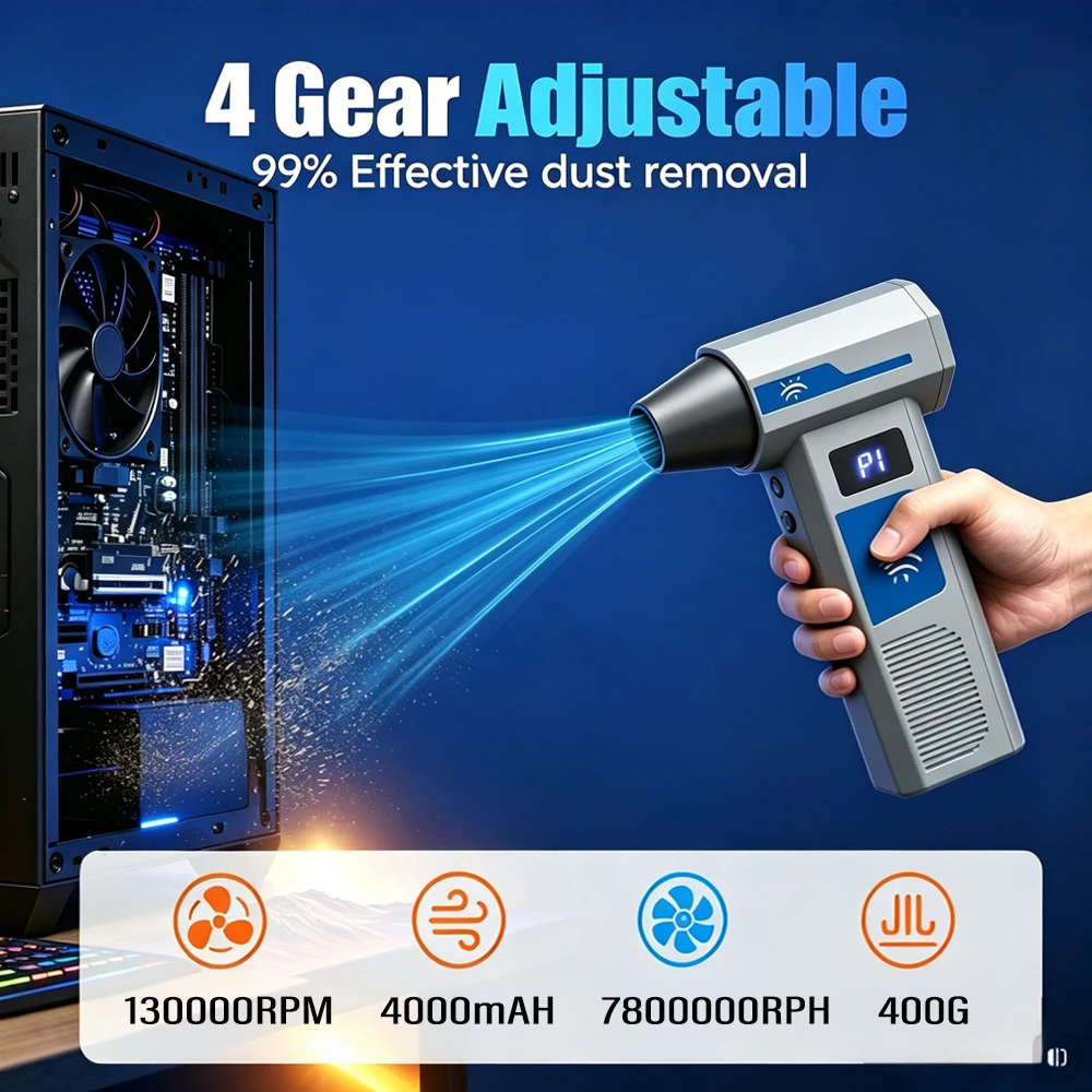 130000RPM Jet Fan Super Power Violent Turbo Fan Brushless Motor Turbo Air Blower 4000mAh Rechargeable Battery For Car Cleaning
130000RPM Jet Fan Super Power Violent Turbo Fan Brushless Motor Turbo Air Blower 4000mAh Rechargeable Battery For Car Cleaning
