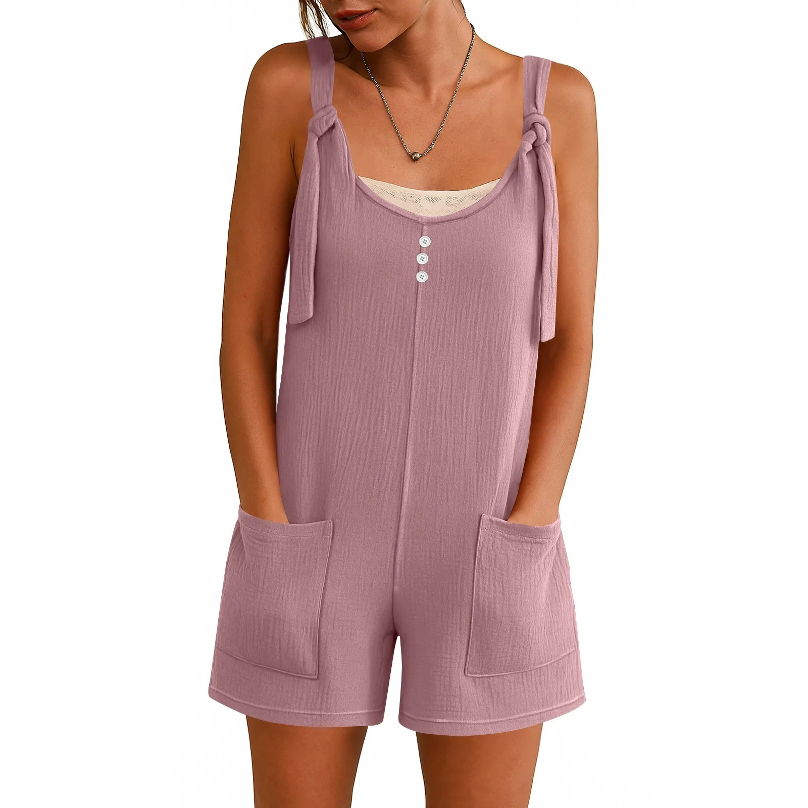 New Women'S Summer Suit 2025 Womens Summer Casual Sleeveless Romper Loose Striped Tied Shorts Overalls Jumpsuit With Pockets
New Women'S Summer Suit 2025 Womens Summer Casual Sleeveless Romper Loose Striped Tied Shorts Overalls Jumpsuit With Pockets