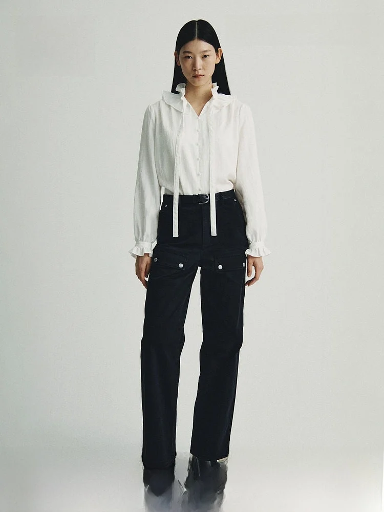 Elegant Women's Casual Shirt Bubbling Sleeve Ruffle Collar Commute Top H&M Lenzing Fiber Long Sleeve Button down Shirt
Elegant Women's Casual Shirt Bubbling Sleeve Ruffle Collar Commute Top H&M Lenzing Fiber Long Sleeve Button down Shirt