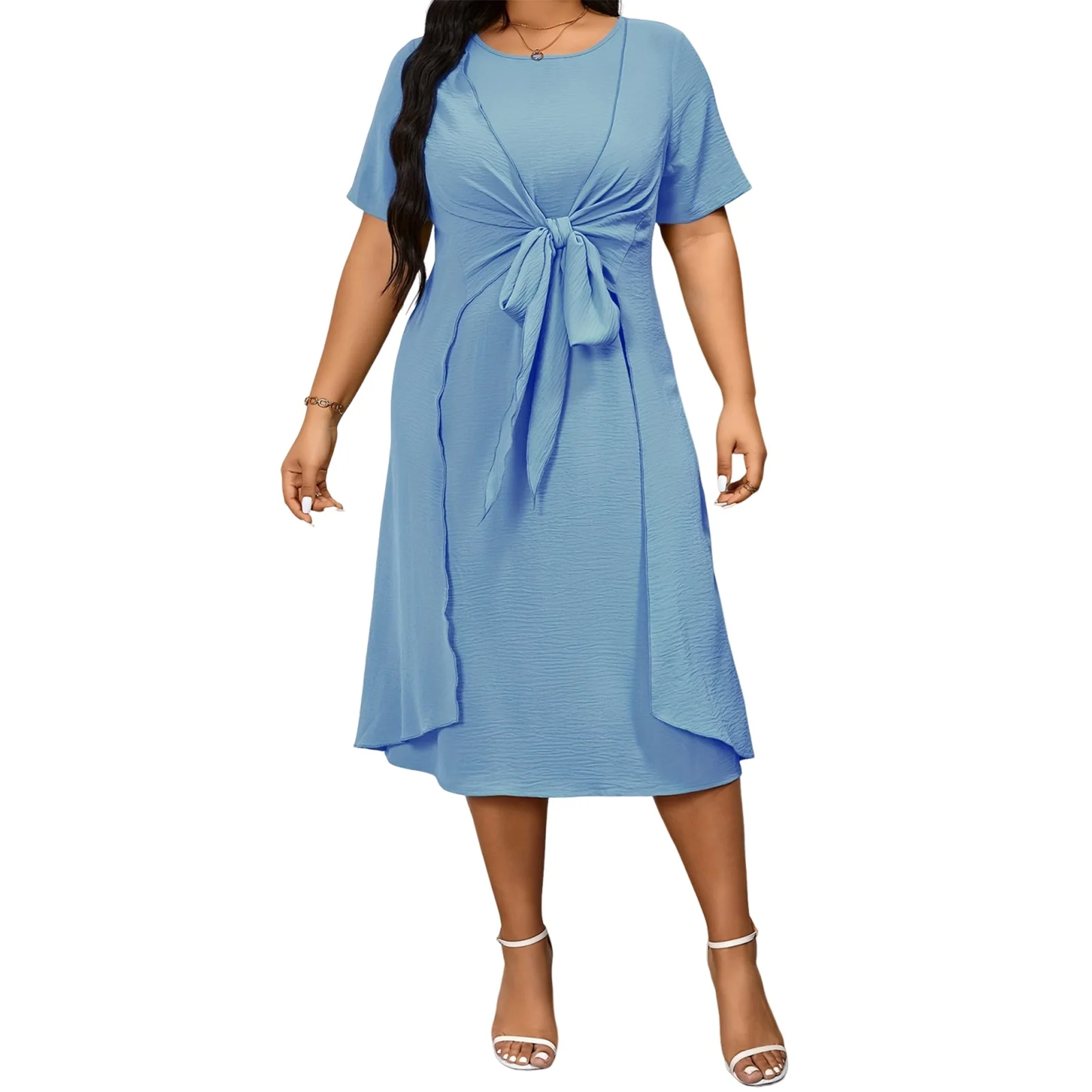 Women's Plus Size A-Line Dress Casual Summer Solid Color Tie up Front Short Sleeve Party Dress for Cocktail Streetwear Dresses
Women's Plus Size A-Line Dress Casual Summer Solid Color Tie up Front Short Sleeve Party Dress for Cocktail Streetwear Dresses