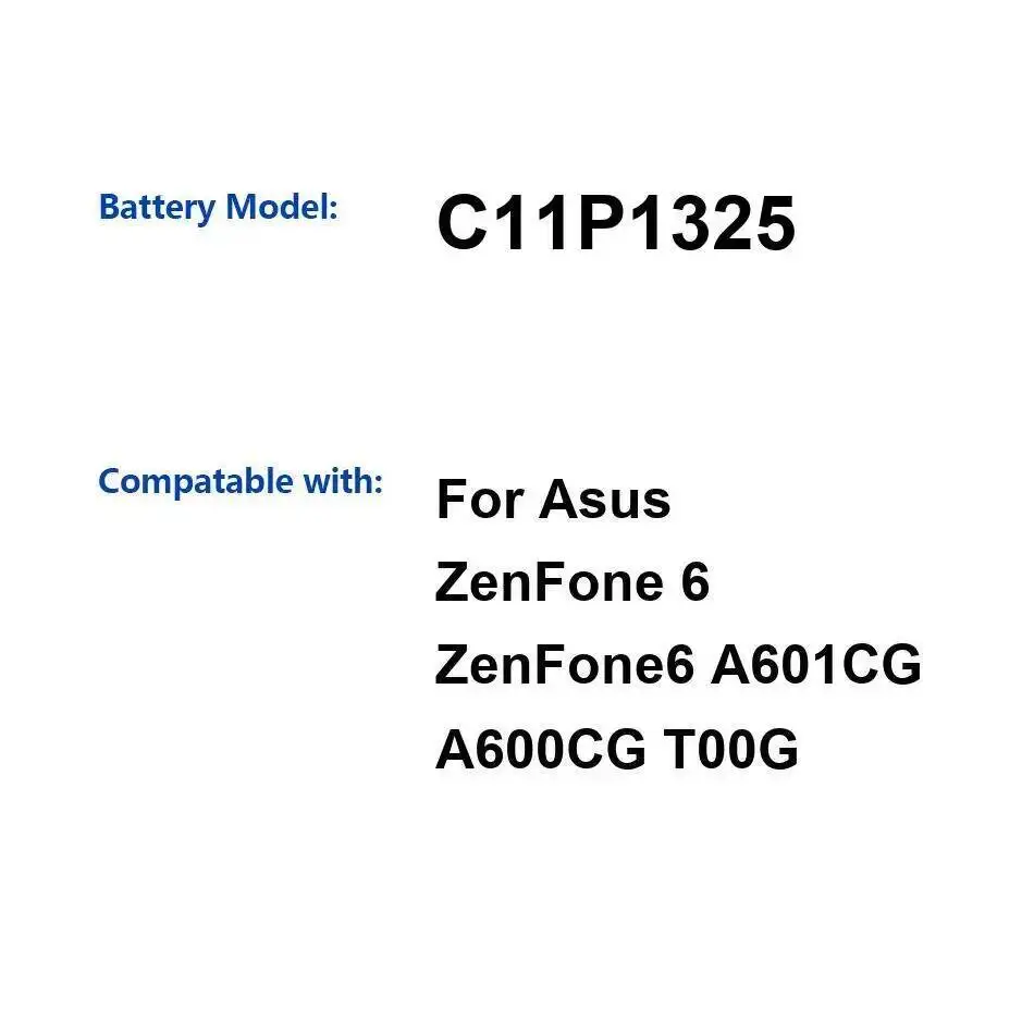 Стабильный аккумулятор для мобильного телефона Asus Zenfone 6 Zenfone6 A601CG A600CG T00G, быстрая зарядка C11P1325, 3330 мАч 
Стабильный аккумулятор для мобильного телефона Asus Zenfone 6 Zenfone6 A601CG A600CG T00G, быстрая зарядка C11P1325, 3330 мАч