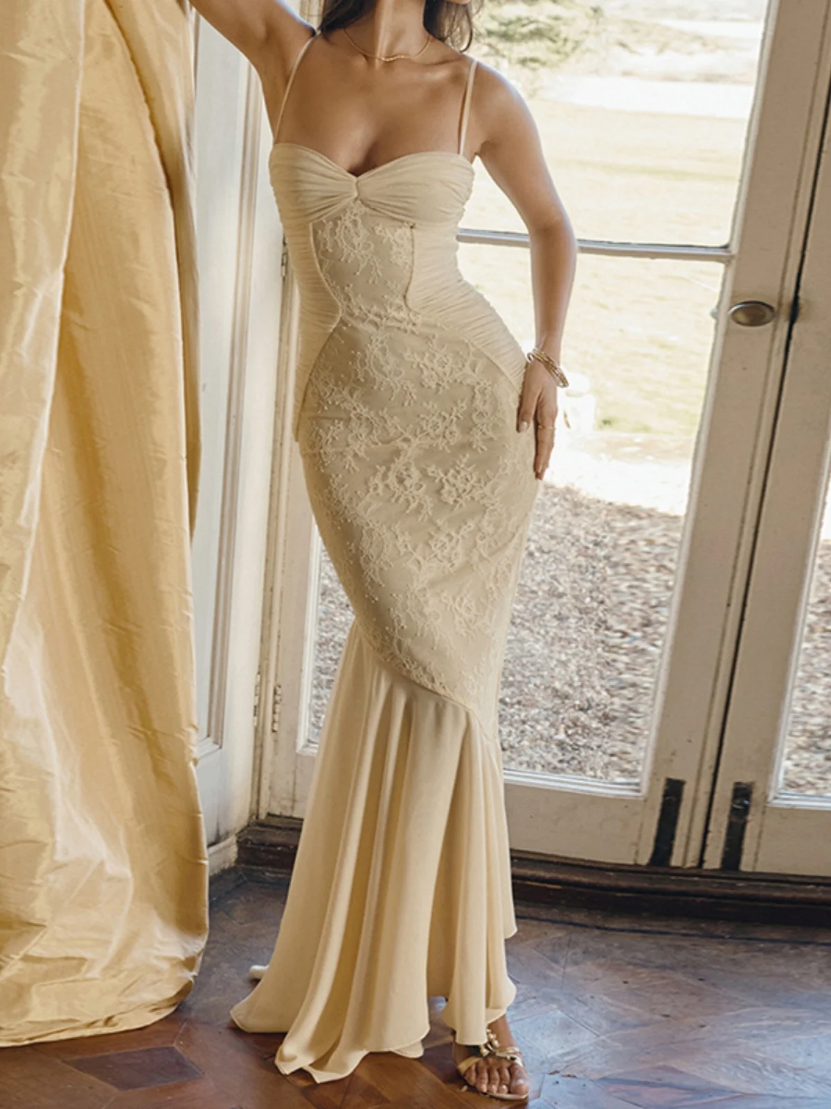 Sexy Slim Fit Lace Pleated Dr Women's Faion mid Waist Polyester Fiber No Sve Gown Spring Autumn Winter Ladies' Dr
Sexy Slim Fit Lace Pleated Dr Women's Faion mid Waist Polyester Fiber No Sve Gown Spring Autumn Winter Ladies' Dr