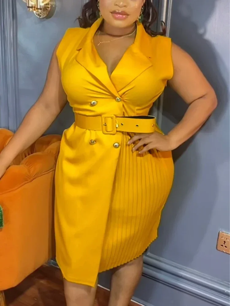 Elegant Blazer Dresses for Women Notched Lapel Sleeveless Pleated Asymmetrical Birthday Wedding Guest Casual Dress with Belt
Elegant Blazer Dresses for Women Notched Lapel Sleeveless Pleated Asymmetrical Birthday Wedding Guest Casual Dress with Belt