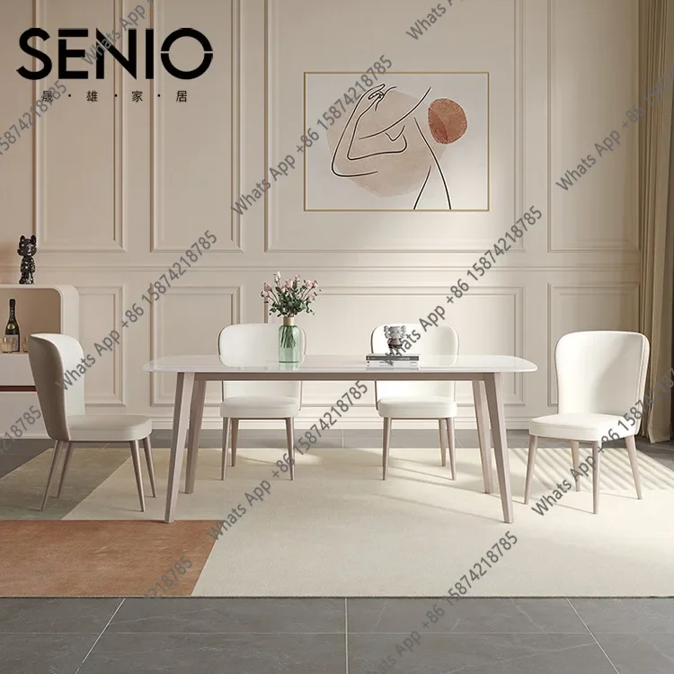 N67 Cream wind rock board dining table Modern simple table Small apartment restaurant dining table and chair combination Rectang
N67 Cream wind rock board dining table Modern simple table Small apartment restaurant dining table and chair combination Rectang