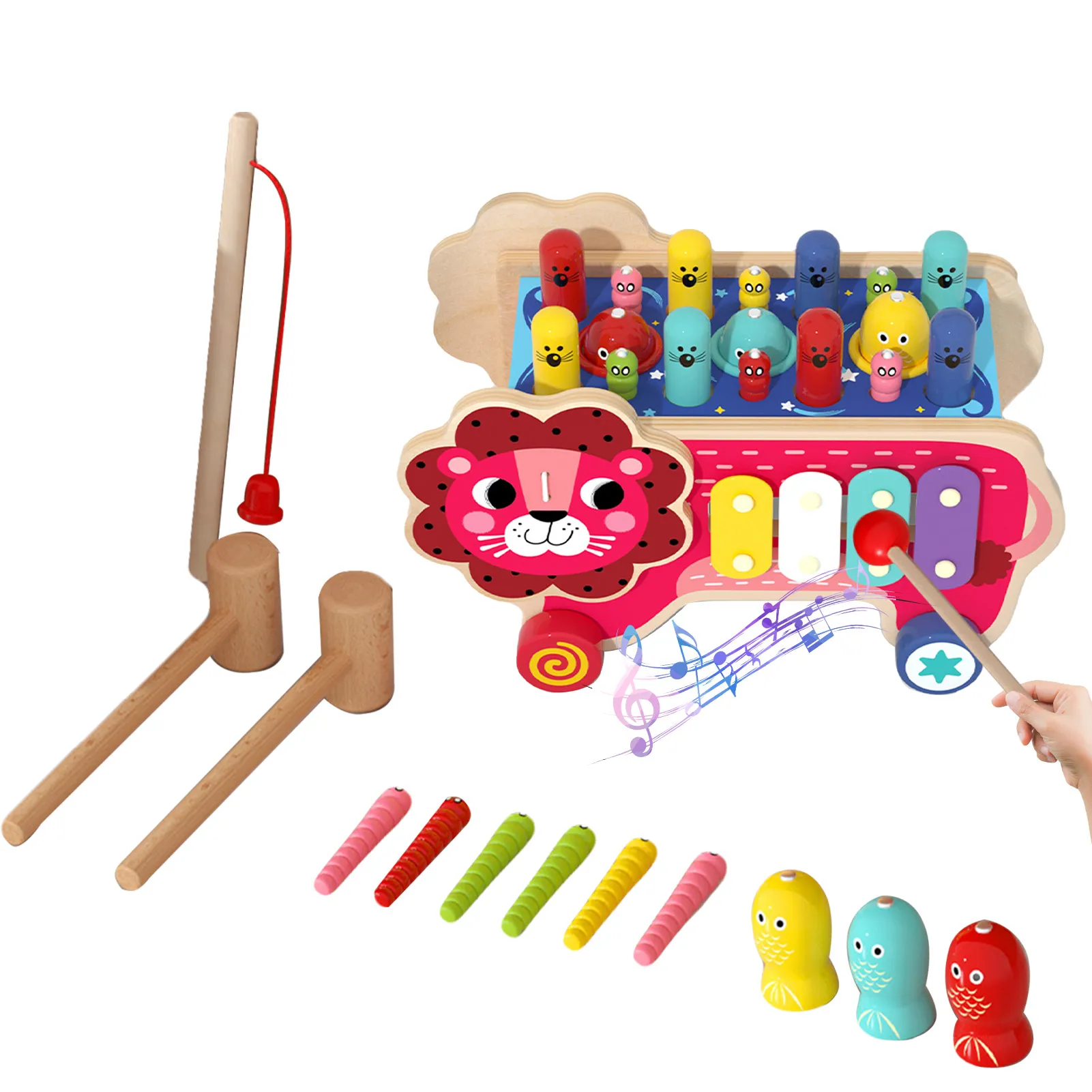 Wooden Hammering Pounding Toy Montessori Educational Fishing Game With Fishing Toy Colorful Gears Xylophone Hitting Mouse
Wooden Hammering Pounding Toy Montessori Educational Fishing Game With Fishing Toy Colorful Gears Xylophone Hitting Mouse