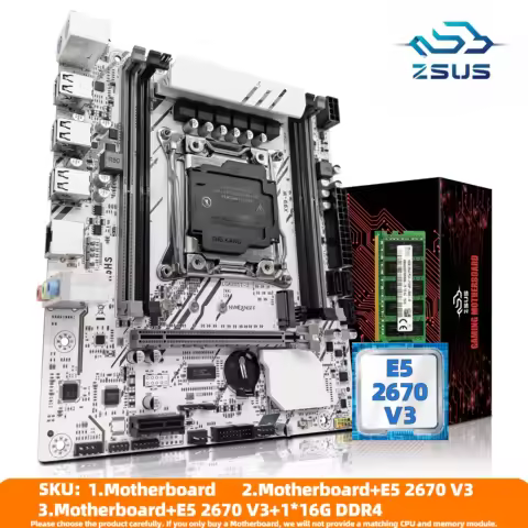 ZSUS X99 마더보드 세트 키트 LGA2011-3 Xeon E5 2670 V3 CPU DDR4 16GB(1*16GB) 2133MHZ RAM 메모리 NVME M.2 SATA