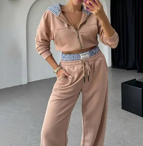 Two Piece Set Women Outfit 2025 Spring Autumn New Long Sleeve Crop Zipper Hoodie & Casual High Waist Pocket Design Pants Set
Two Piece Set Women Outfit 2025 Spring Autumn New Long Sleeve Crop Zipper Hoodie & Casual High Waist Pocket Design Pants Set