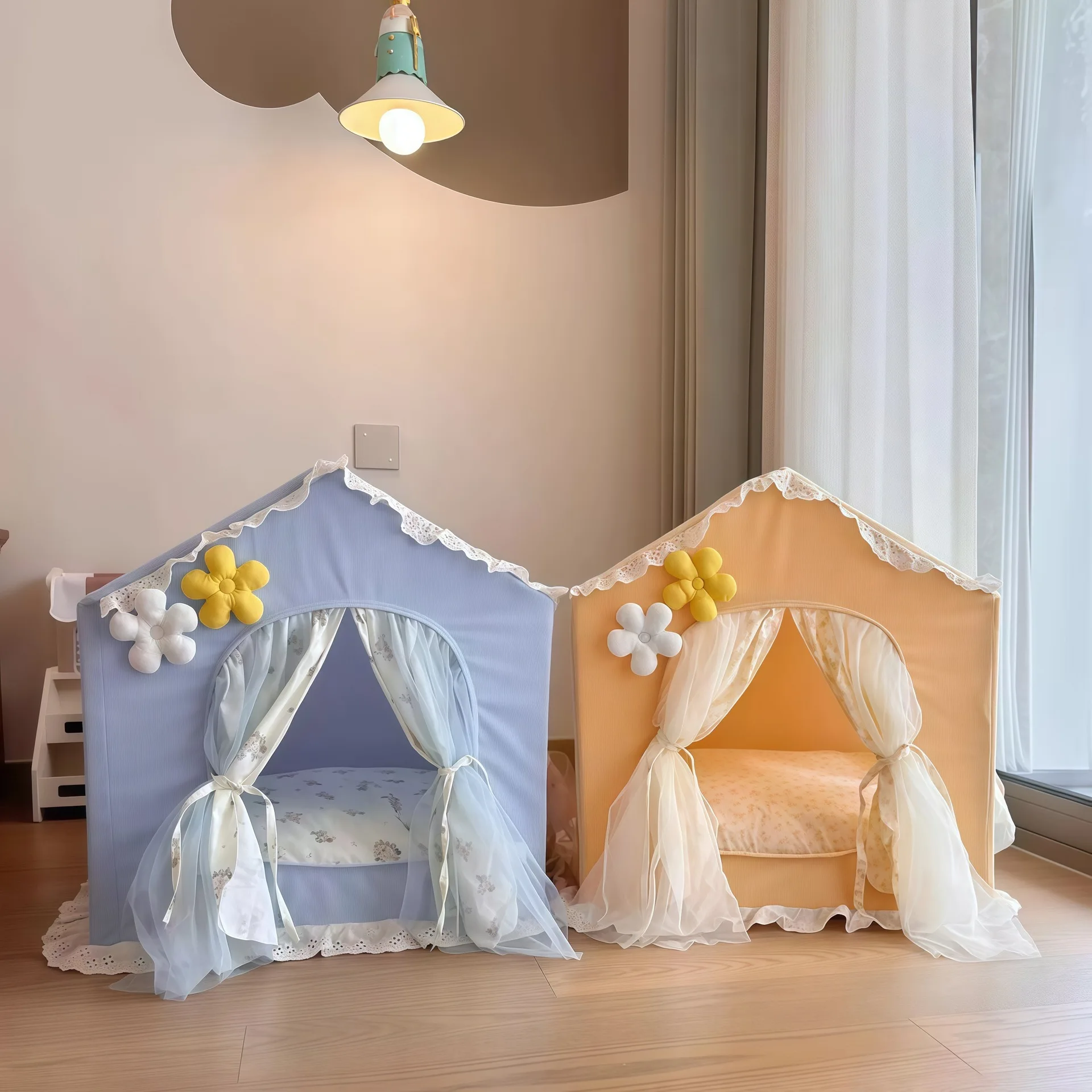 Ins Кружевная палатка для домашних животных в скандинавском стиле Полузакрытая палатка для кошачьего гнезда Съемная и моющаяся Удобная, приятная для кожи вилла с кошачьим домиком
Ins Кружевная палатка для домашних животных в скандинавском стиле Полузакрытая палатка для кошачьего гнезда Съемная и моющаяся Удобная, приятная для кожи вилла с кошачьим домиком