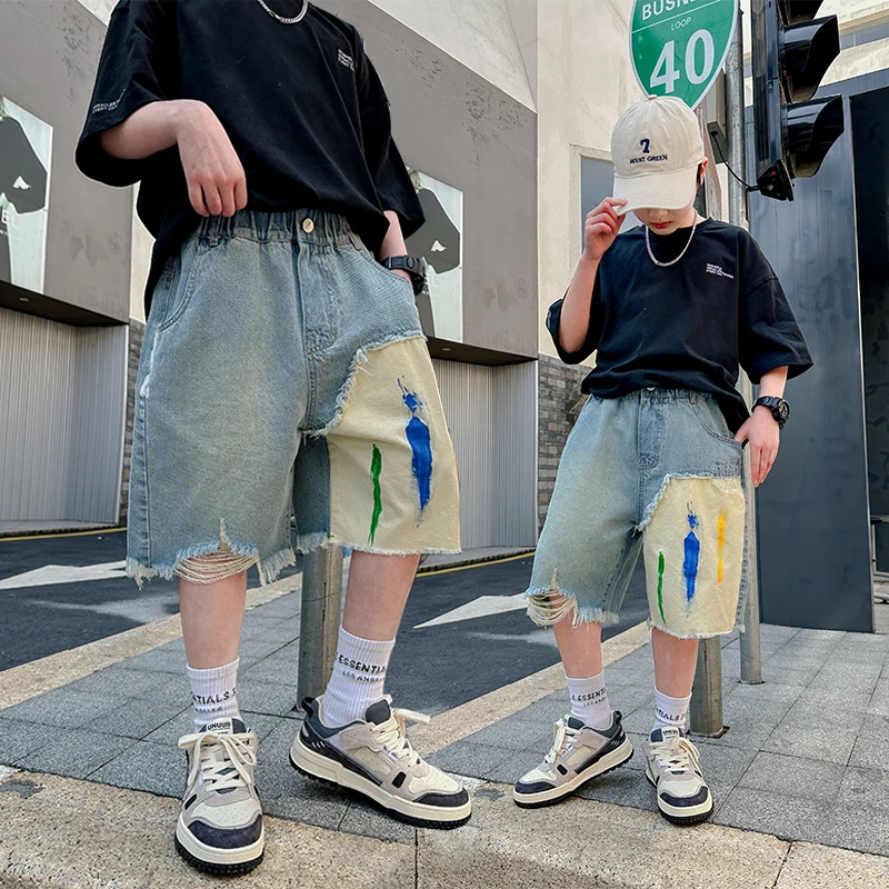Children‘s Fashion Patchwork Denim Shorts For Boys Elastic Waist Boys Casual Summer Mid-Calf Pants Kids High Quality Korea Jeans
Children‘s Fashion Patchwork Denim Shorts For Boys Elastic Waist Boys Casual Summer Mid-Calf Pants Kids High Quality Korea Jeans