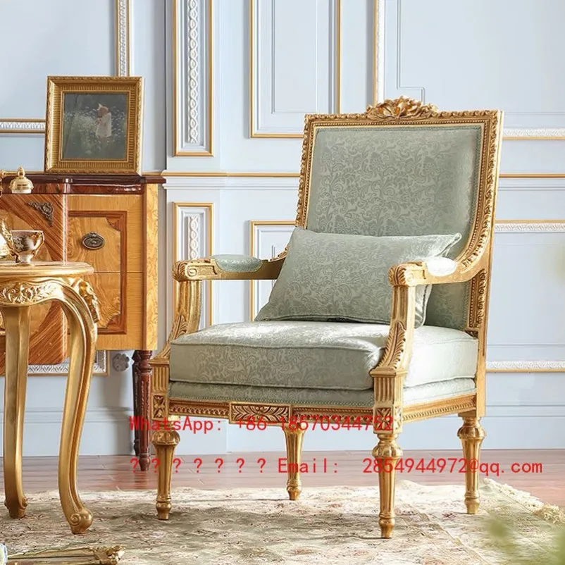 French Retro Solid Wood Luxury Fabric Sofa Chair Printed Minimalist Balcony Lounge Chair Gold Gilded Dining Chair
French Retro Solid Wood Luxury Fabric Sofa Chair Printed Minimalist Balcony Lounge Chair Gold Gilded Dining Chair