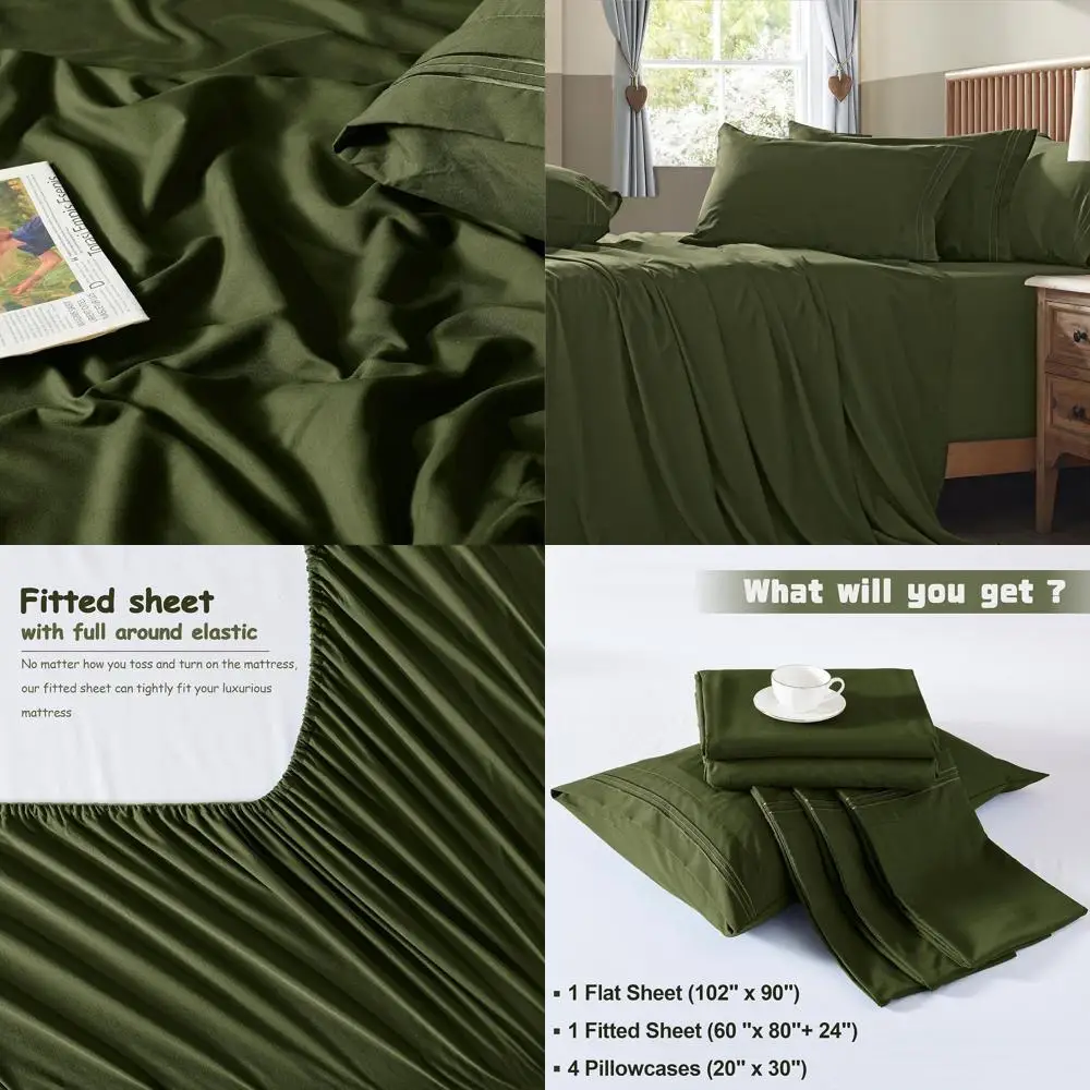 Luxury 1800 Thread Count Olive Green Bed Sheets Set for Deep Pocket Mattresses, 6-Piece, Fits 18-24 Inch Depths
Luxury 1800 Thread Count Olive Green Bed Sheets Set for Deep Pocket Mattresses, 6-Piece, Fits 18-24 Inch Depths