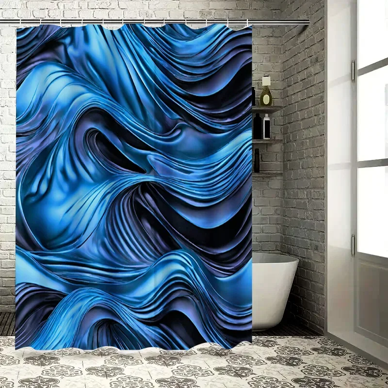 Blue Black Shower Curtain Waterproof Printed Bathroom Decor Customizable Size Available
Blue Black Shower Curtain Waterproof Printed Bathroom Decor Customizable Size Available