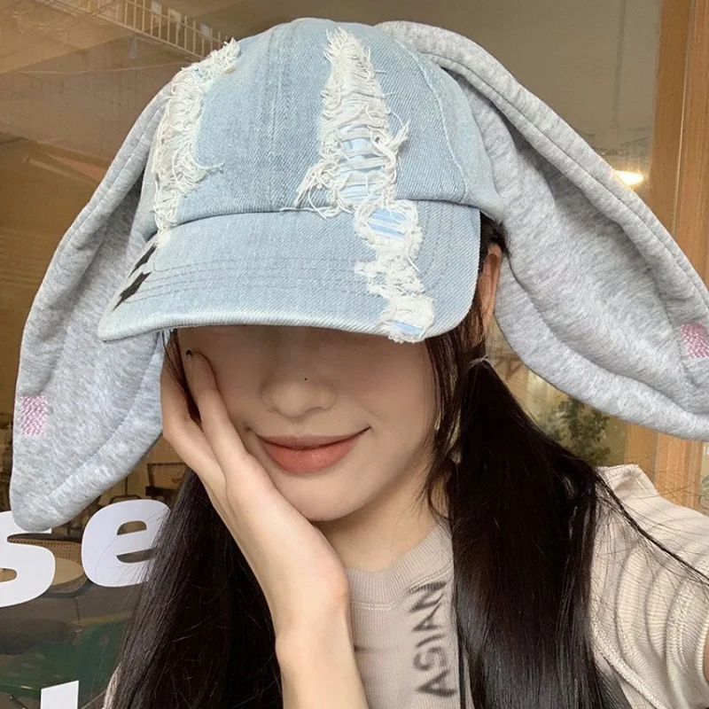 Personalised Denim Ripped Duckbill Cap Women Minimalist Fashionable Versatile Sun Protection Baseball Cap Rabbit Ears Soft
Personalised Denim Ripped Duckbill Cap Women Minimalist Fashionable Versatile Sun Protection Baseball Cap Rabbit Ears Soft