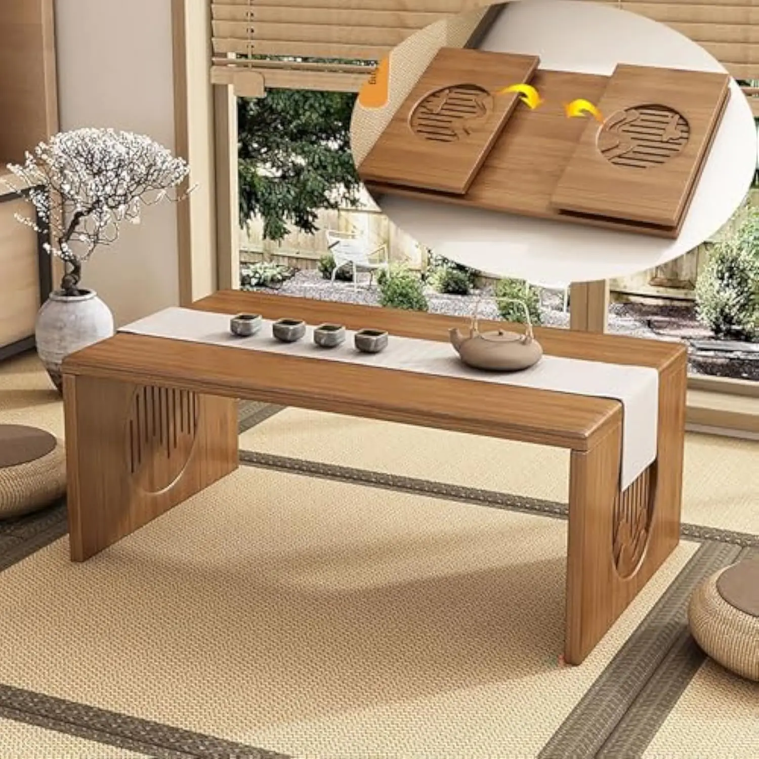 Folding Coffee Table Bamboo Japanese Floor Table No Assembly Japanese Tea Table, Solid Wood Japanese Low Coffee Table, Portable
Folding Coffee Table Bamboo Japanese Floor Table No Assembly Japanese Tea Table, Solid Wood Japanese Low Coffee Table, Portable