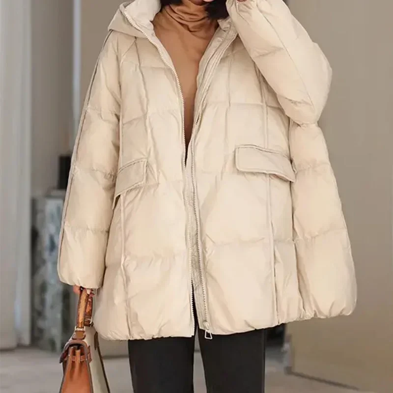 Winter Female Casual Loose Parkas Pocket Outwear Women White Duck Down Jacket Hooded Warm Oversize Puffer Coat
Winter Female Casual Loose Parkas Pocket Outwear Women White Duck Down Jacket Hooded Warm Oversize Puffer Coat