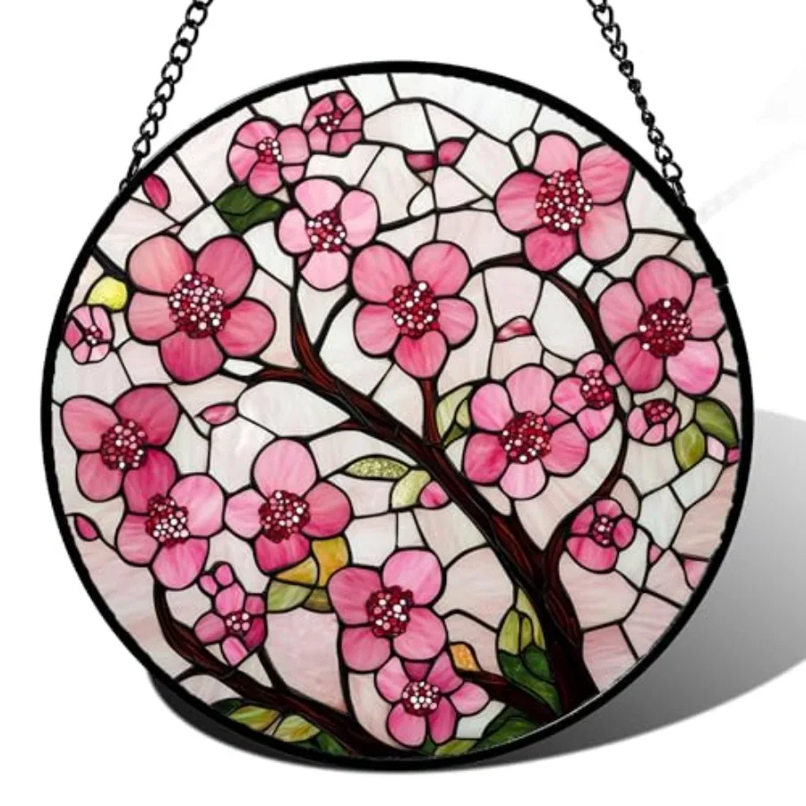 Stained Glass Window Hanging - Cherry Blossoms Birth Flower Suncatcher for Door Garden Patio Sun Catchers Decor Christmas Mothe
Stained Glass Window Hanging - Cherry Blossoms Birth Flower Suncatcher for Door Garden Patio Sun Catchers Decor Christmas Mothe