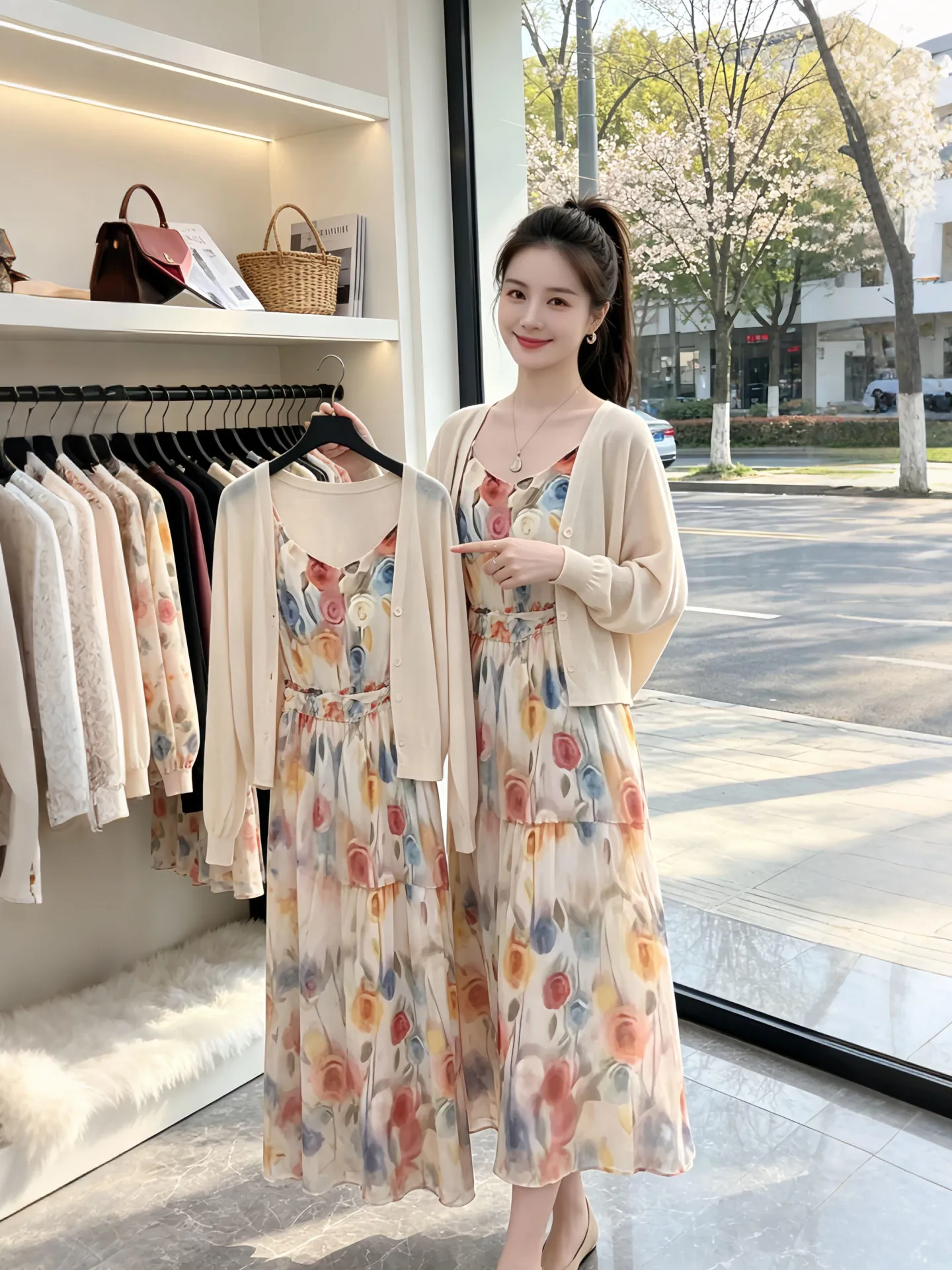 Stunning Floral Print Maxi Dress Women's Summer 2026 New Style Long Sleeve Sun Protection Cardigan Two-Piece Set Breathable L...
Stunning Floral Print Maxi Dress Women's Summer 2026 New Style Long Sleeve Sun Protection Cardigan Two-Piece Set Breathable L...