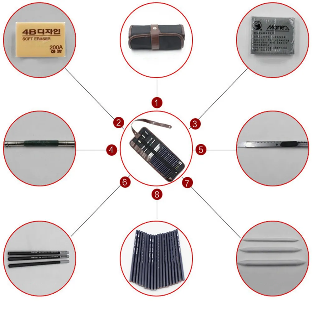 29-Piece Drawing Art Kit Includes 18 Sketch Pencils 8B-2H 3 Charcoal Pencils 2 Erasers 3 Paper Erasable Pens Pencil Extender
29-Piece Drawing Art Kit Includes 18 Sketch Pencils 8B-2H 3 Charcoal Pencils 2 Erasers 3 Paper Erasable Pens Pencil Extender