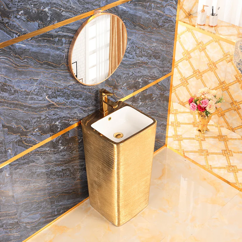 Square integrated floor-to-ceiling column basin sink electroplated gold ceramic basin yellow-gold
Square integrated floor-to-ceiling column basin sink electroplated gold ceramic basin yellow-gold