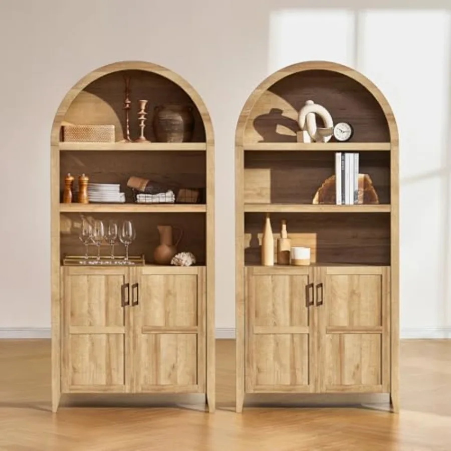 Lauren 77.4" Tall Arched Cabinet, 5-Tier Arched Bookcase with Doors and Adjustable Shelves, Arch Bookshelf with Storage, Wooden
Lauren 77.4" Tall Arched Cabinet, 5-Tier Arched Bookcase with Doors and Adjustable Shelves, Arch Bookshelf with Storage, Wooden