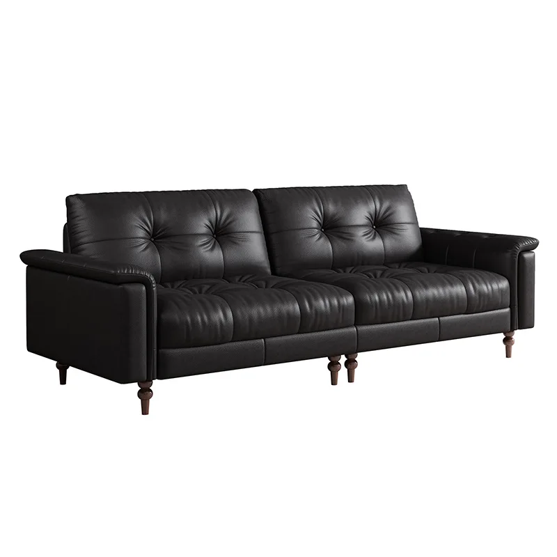 Retro simple leather sofa straight row small apartment living room tofu block medium antique black multi-person
Retro simple leather sofa straight row small apartment living room tofu block medium antique black multi-person