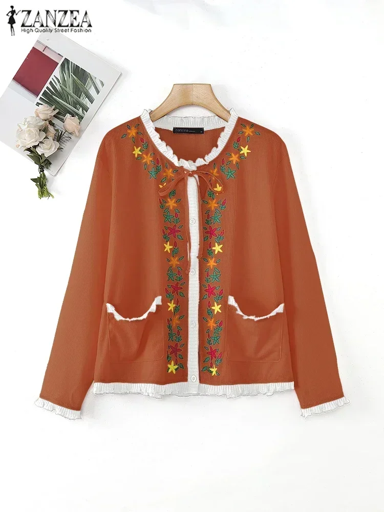 ZANZEA 2025 Vintage Retro Print Cardigan Korean Fashion Ruffled Edge Outwear Holiday Long Sleeve Pocket Tops Casual Lace up Tops
ZANZEA 2025 Vintage Retro Print Cardigan Korean Fashion Ruffled Edge Outwear Holiday Long Sleeve Pocket Tops Casual Lace up Tops