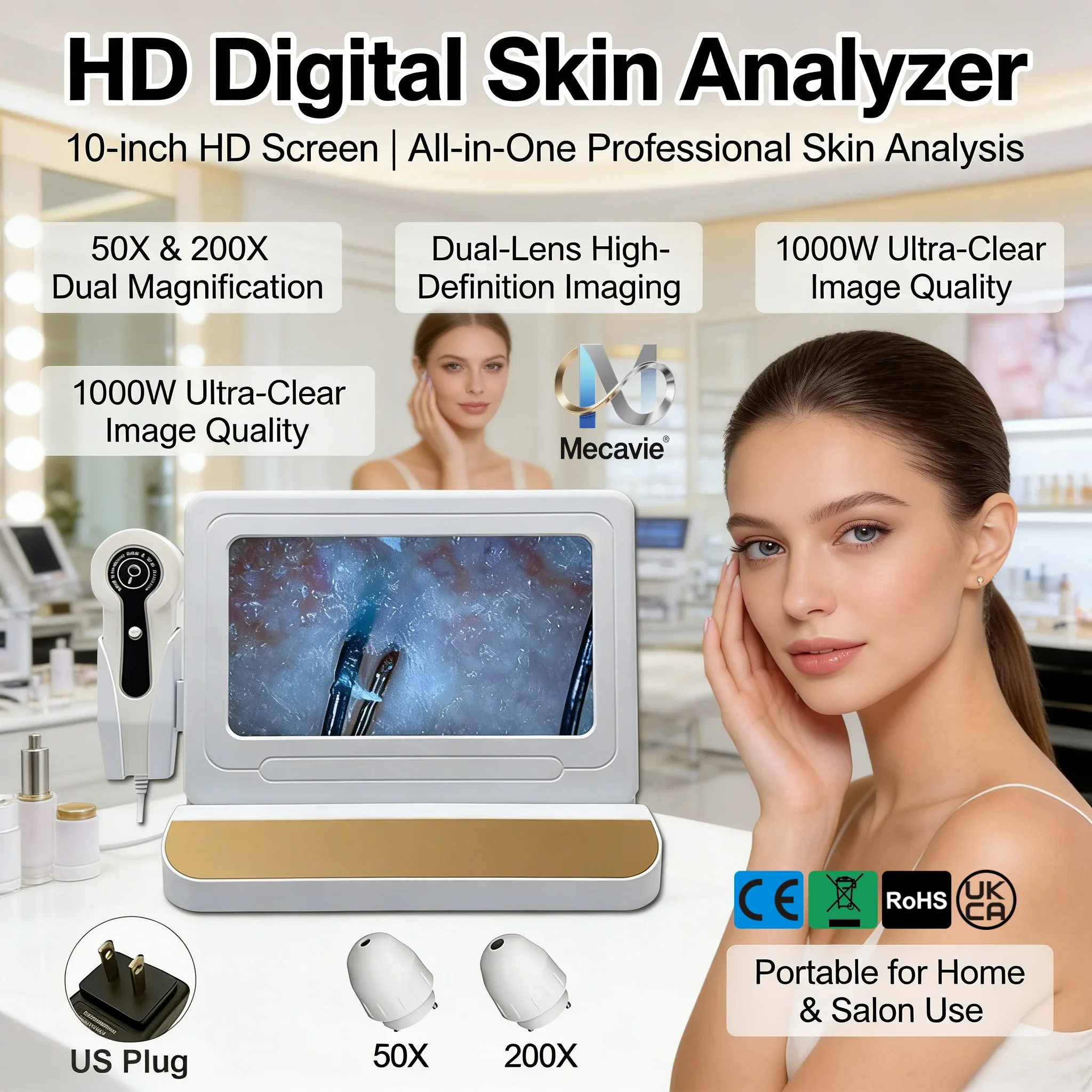 Skin Hair Scalp Detector Hair Follicle Facial Skin Oil Moisture Magnifying Detector 10in HD LCD Screen Microscope Tester
Skin Hair Scalp Detector Hair Follicle Facial Skin Oil Moisture Magnifying Detector 10in HD LCD Screen Microscope Tester