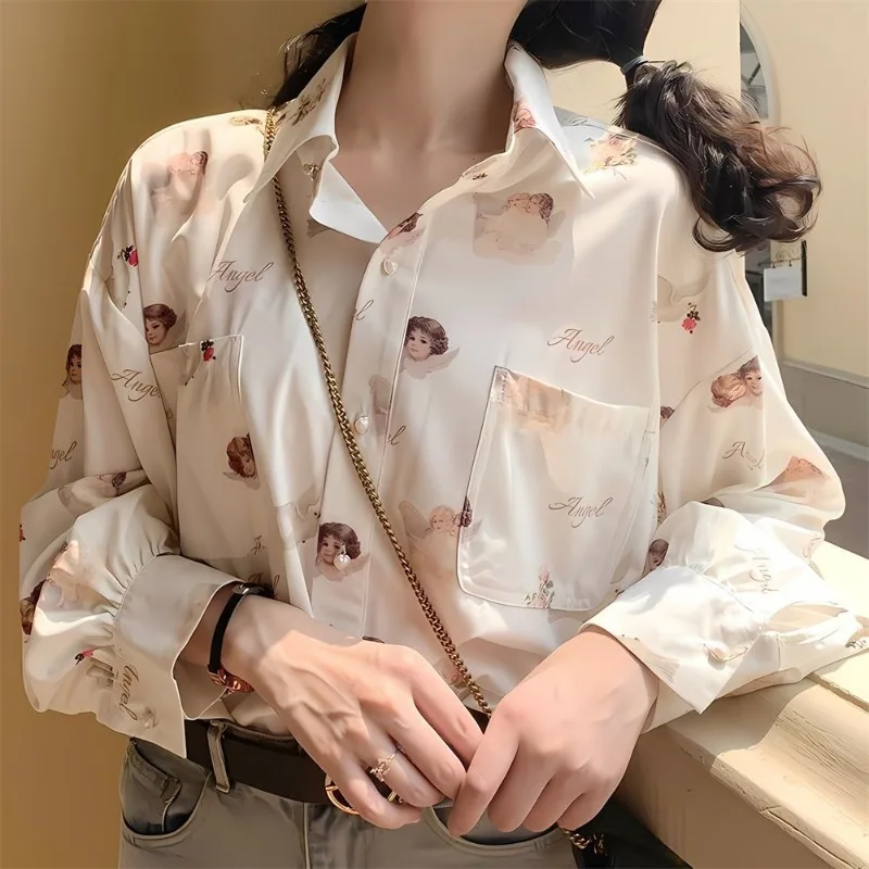 Women Spring Summer Sweet Fashion Printing Polo Collar Long Sleeve Shirts Ladies Simplicity Office Lady All-match Casual Tops
Women Spring Summer Sweet Fashion Printing Polo Collar Long Sleeve Shirts Ladies Simplicity Office Lady All-match Casual Tops