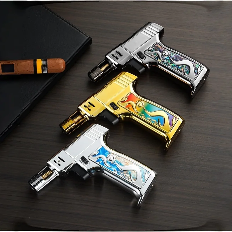 Уличная мощная металлическая газовая зажигалка для барбекю, ветрозащитная турбоструйная синяя пламя, кухонный фонарь, аксессуары для курения сигар, пистолет зажигания
Уличная мощная металлическая газовая зажигалка для барбекю, ветрозащитная турбоструйная синяя пламя, кухонный фонарь, аксессуары для курения сигар, пистолет зажигания