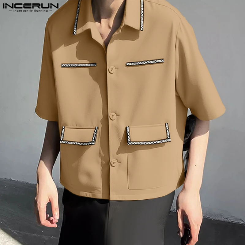 INCERUN Men Shirt Patchwork Lapel Short Sleeve Button Summer Male Shirts Streetwear Tops 2025 Loose Fashion Casual Men Clothing
INCERUN Men Shirt Patchwork Lapel Short Sleeve Button Summer Male Shirts Streetwear Tops 2025 Loose Fashion Casual Men Clothing