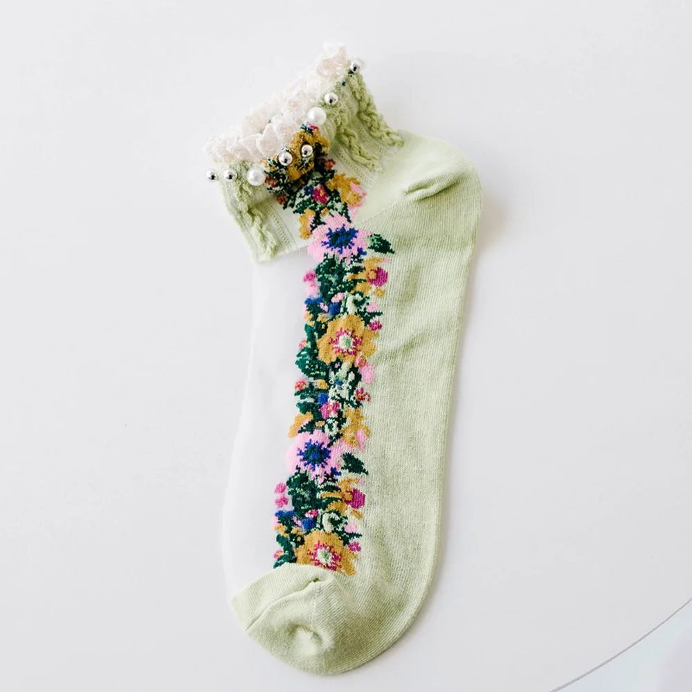 Дышащие милые женские носки-невидимки с жемчугом и вышивкой цветами, короткие носки
Дышащие милые женские носки-невидимки с жемчугом и вышивкой цветами, короткие носки